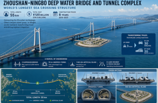 China Opens World’s Longest Sea Bridge at 55 km