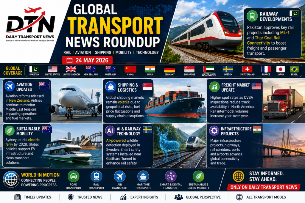 Global Transport News Roundup 24 May 2026 - Rail Aviation Shipping and Smart Mobility Updates