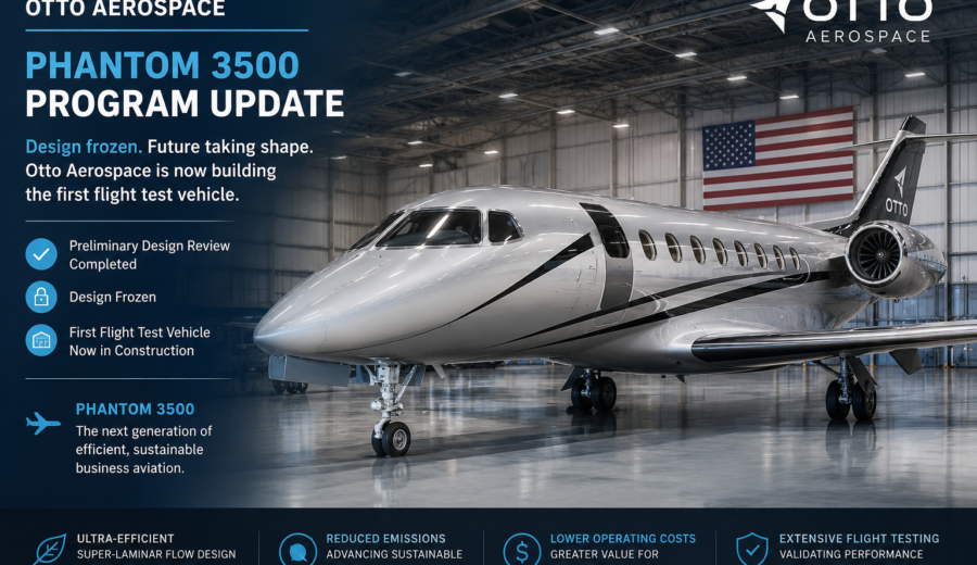 ✈️ Otto Aerospace Advances Phantom 3500 Business Jet Program After Design Freeze
