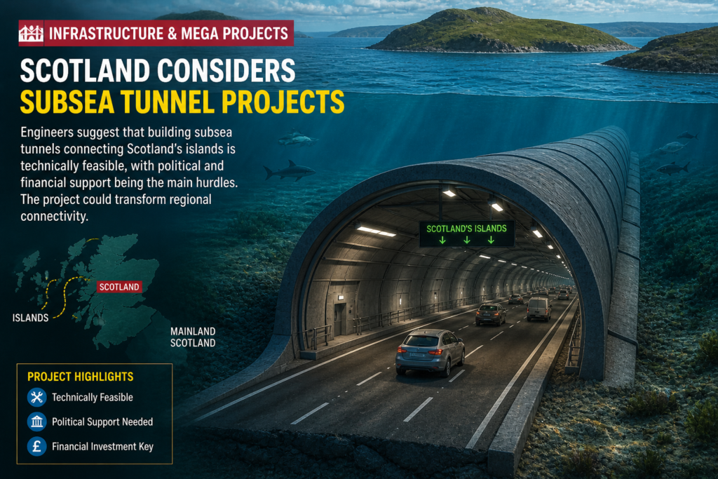 Engineers suggest that building subsea tunnels connecting Scotland’s islands is technically feasible, with political and financial support being the main hurdles. The project could transform regional connectivity.