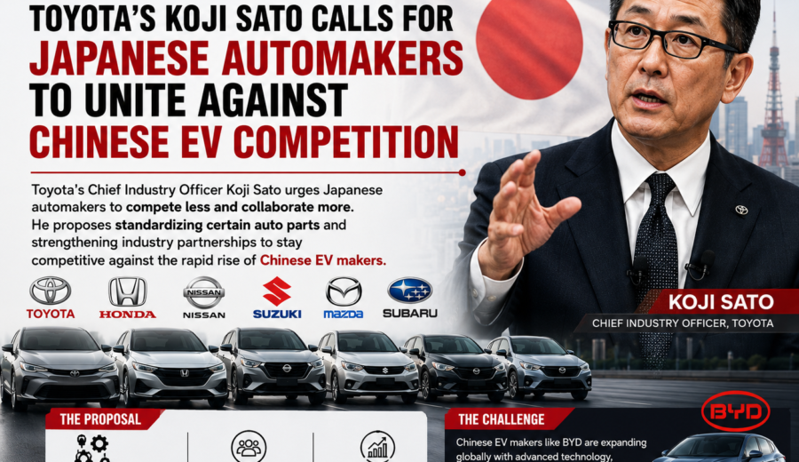 Toyota’s Koji Sato Calls for Japanese Automakers to Unite Against Chinese EV Competition