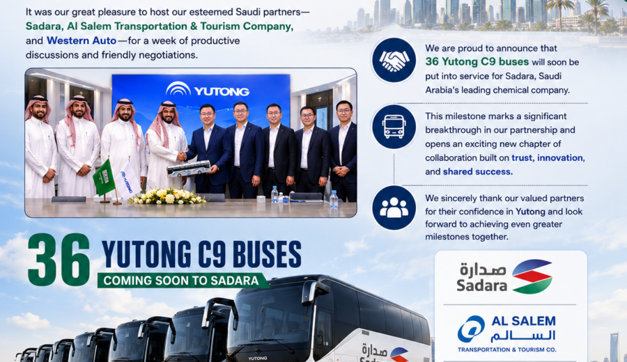 Yutong Strengthens Saudi Partnership with 36 C9 Buses for Sadara