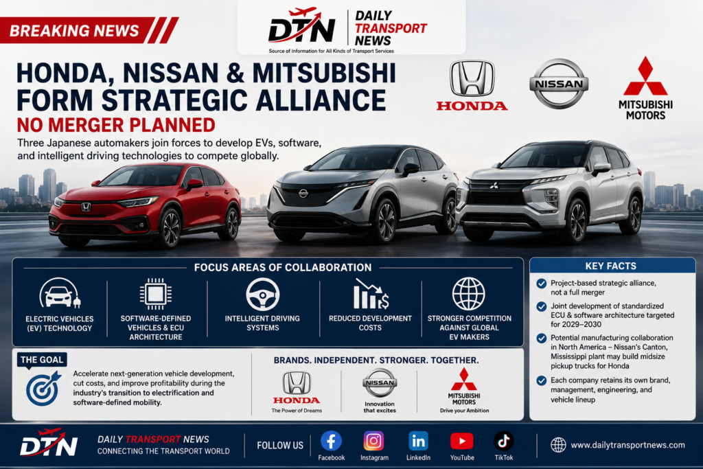 Honda, Nissan and Mitsubishi announce strategic alliance for EV and software development.