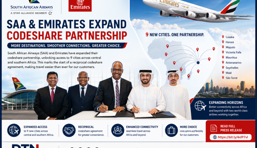 South African Airways and Emirates Expand Codeshare Partnership Across Africa